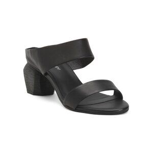 ANTELOPE Black Leather Amelia Heeled Comfort Sandals